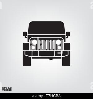 Off-road vehicle front view silhouette vector illustration Stock Vector