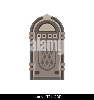Flat retro jukebox isolated on white. Music device. Modern trendy design for music concept. Vector box illustration Stock Vector