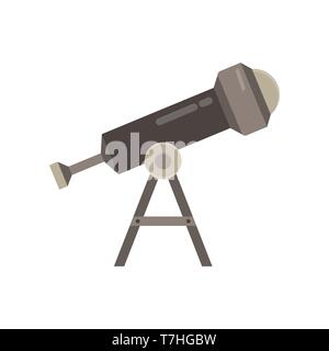 Telescope icon vector isolated illustration astronomy discovery flat device optical observation Stock Vector