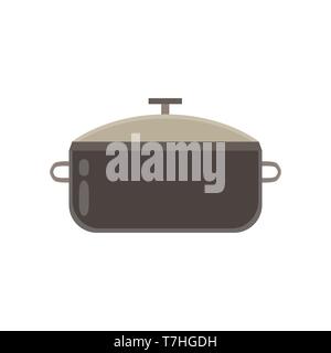 Pot cooking isolated white pan vector water boiling kitchen steel background black food Stock Vector