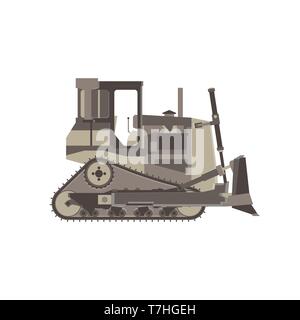 Bulldozer icon construction vector tractor equipment isolated building illustration design truck digger Stock Vector