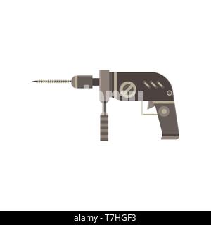 Drill icon vector hand isolated illustration white power tool equipment handle electric repair Stock Vector