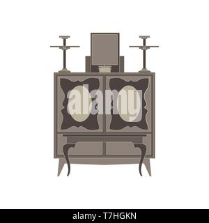 Vector altar flat icon isolated front view illustration black catholic church cross culture symbol spirituality Stock Vector