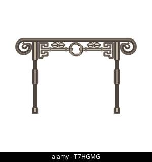 Vector gate flat icon isolated. Iron fence old illustration front view design. Antique design black decorative forged Stock Vector