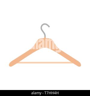 Hanger wear casual symbol empty object equipment vector icon. Wooden flat home wardrobe accessor rack Stock Vector