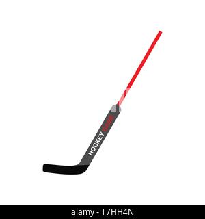 Hockey stick athlete uniform sign sports ice. Flat color  vector icon isolated white. Game equipment club Stock Vector