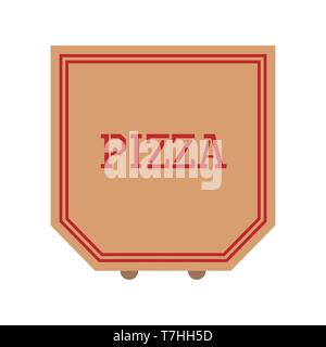 Pizza red box business dinner sign vector top view. Concept service deliver food restaurant Stock Vector