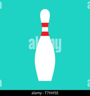 Bowling pin leisure activity hobby recreational entertainment sign vector icon. Skittle red sport element Stock Vector