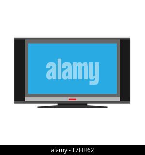 Plasma TV equipment electronic entertainment vector icon front view. Television flat smart screen interior Stock Vector