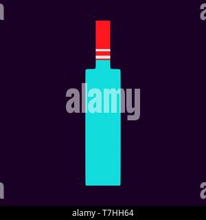 Vodka bottle liquid pub alcohol closeup vector symbol icon. Glass product drink shop Stock Vector