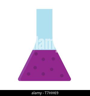 Beaker flask education sign vector icon. Discovery lab development solution test glass equipment Stock Vector