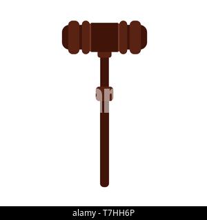 Judge gavel wooden decision system law vector icon. Tribunal guilty hammer rule jurisprudence element Stock Vector