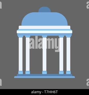 Gazebo blue tavel vector icon leisure equipment. Landmark structure garden pavillion house Stock Vector