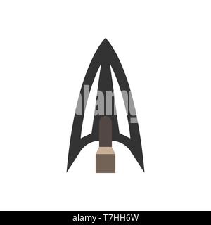 Arowhead bow flat vector shape element archery. Tribal weapon icon retro Stock Vector