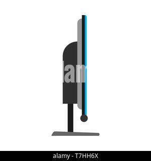 TV unit communication equipment screen vector. Interior multimedia electronic icon television side view Stock Vector