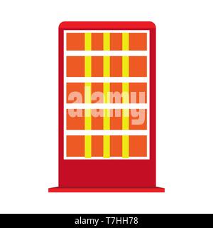 Halogen electric heater red appliance vector icon. Warm glowing floor lamp radiator isolated white Stock Vector
