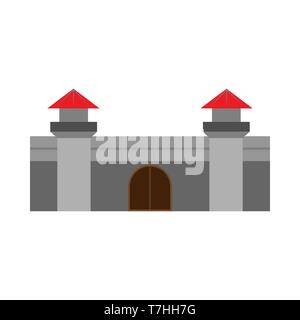 Castle stone history vector icon. Outdoor town medieval fantasy monument exterior concept Stock Vector