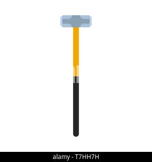Sledgehammer industry repair symbol flat vector icon. Power hand professional tool ironwork forge. Stock Vector