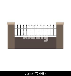 Fence stone material illustration vector icon element structure. Cement vintage equipment garden architecture Stock Vector