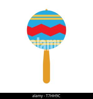 Maraca art symbol wood traditional pair vector icon. Mexican musician shaker party illustration instrument festival flat Stock Vector