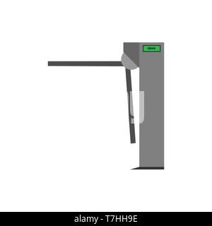 Turnstile entry vector urban icon illustration machine. Metal exit rotating platform shop outdoor. Electronic tourniquet system Stock Vector