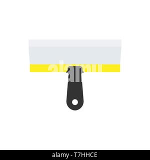 Putty knife equipment builder tape brush vector icon. Construction repair cement spatula bricklayer flat tool scraper Stock Vector