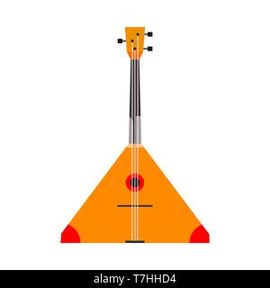 Balalaika vector icon top view illustration symbol. Acoustic string wooden red orchestra ethnic. Music instrument cartoon Stock Vector