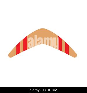 Boomerang hand sport traditional objects vector icon. Vintage art isolated white tribal weapon. Game element sign Stock Vector