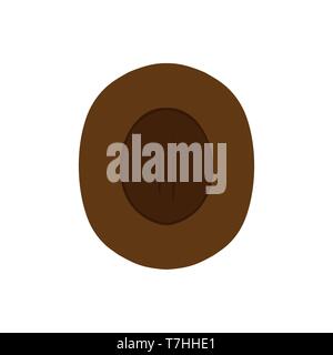Cowboy hat brown top view icon. Person male traditional farmer clothes western rodeo sheriff silhouette. Stock Vector