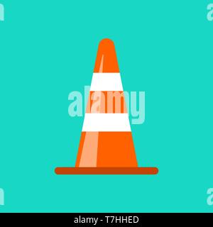 Traffic cone danger attention transportation boundary red control traffic vector icon. Accident hazard maintenance construction Stock Vector