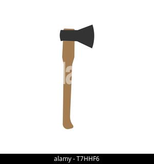 Ax equipment symbol metal sharp blade weapon camping vector icon. Lumberjack adventure logo Stock Vector