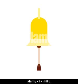 Bell decoration celebration golden object vector icon. Element traditional sign festive retro isolated white Stock Vector