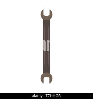 Wrench top view flat vector icon. Industrial steel hardware engineering iron spanner. Professional tool repair Stock Vector