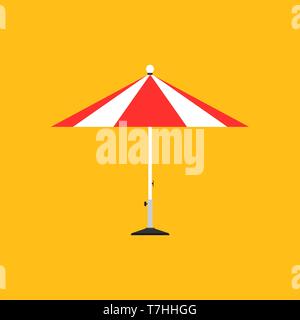 Sun umbrella nature coast beach sign summer leisure vector icon. Sunlight parasol sea element holiday travel Stock Vector
