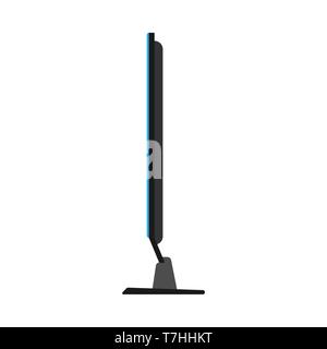 Plasma TV equipment electronic entertainment vector icon side view. Television flat smart screen interior Stock Vector