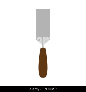 Trowel top view vector icon equipment industry. Flat cement construction masonry worker tool. Spatula putty symbol Stock Vector
