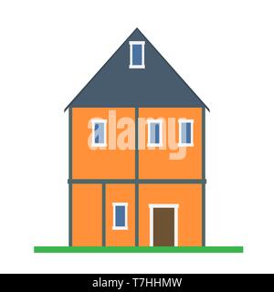 House vector building real estate icon isolatd. Home family exterior flat illustration front view cottage apartment Stock Vector