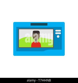 Intercom system design button bell device vector icon. Surveillance wireless display panel. Remote control door Stock Vector