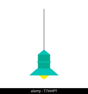 Hanging lamp style traditional object equipment vector icon. Interior pendant lantern electric chandelier room Stock Vector