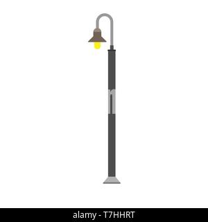 Street light lamp city vector illumination post. Urban old exterior icon. Vintage equipment road town Stock Vector