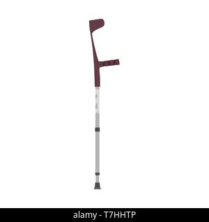 Medical walking crutch side view health equipment vector icon. Hospital symbol stick support assistance therapy Stock Vector
