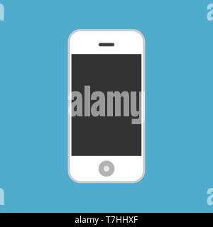 Smartphone front view flat equipment vector icon. Mobile screen gadget technology electronic. Device cellular white Stock Vector