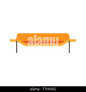 Couch decoration living room style front view vector icon. Person home symbol interior. Simple settee furniture house Stock Vector