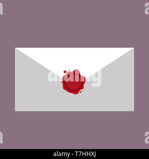 Wax stamp letter symbol correspondence empty seal red. Vector icon message confidential warranty mail Stock Vector