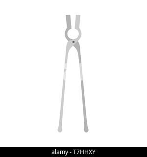 Tongs sign flat equipment element home utensils bbq vector icon. Kitchen grill  hand spatula tool old Stock Vector