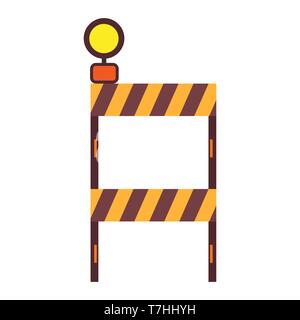 Construction barricade stop symbol traffic equipment boundary. Industry roadblock highway obstacle warning vector Stock Vector