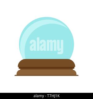Crystal ball decoration magic glass symbol vector icon. Future bright blue sphere teller. Snow globe fantasy orb Stock Vector