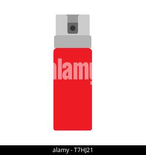 Spray paint can red graffiti aerosol vector icon equipment. Bottle tool street wall vandalism flat container Stock Vector
