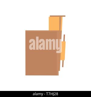 Reception desk side view vector icon. Hotel symbol office company lobby service furniture. Business interior equipment Stock Vector