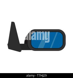 Car mirror side view vector icon. Transportation design black part vehicle equipment. Wing transport glass window rearview Stock Vector